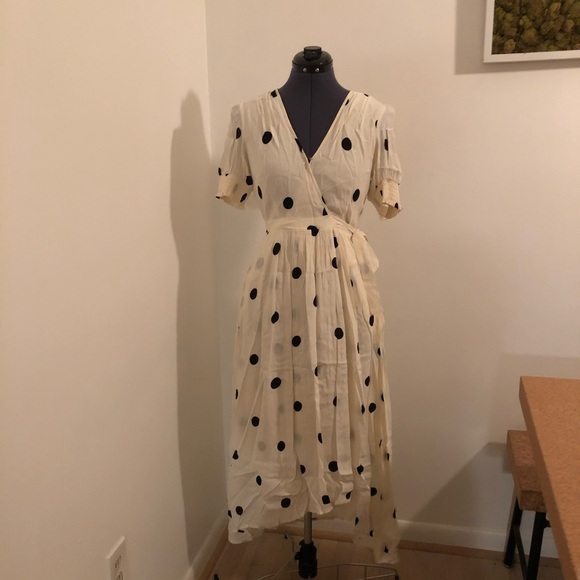 Anthropologie Dresses & Skirts - Maeve Anthropologie white black polka dot dress